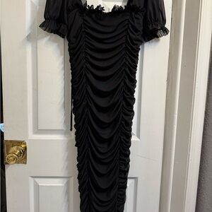 Elegant Black Ruched Dress